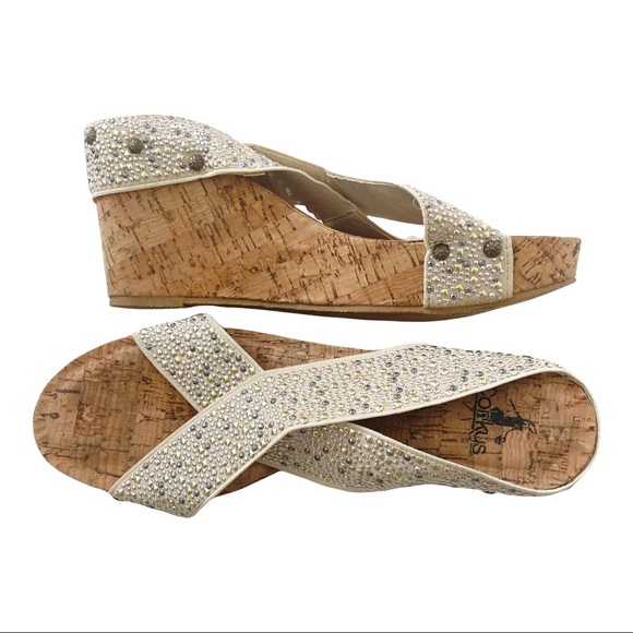 COPY - Corkys Sandals Summit Criss Cross Studed Elastic Cork Platform Open Toe … - Picture 2 of 9